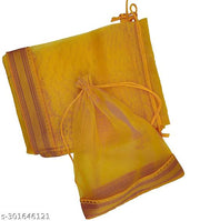 Foxtree Pack of 10 Pieces Silk Tissue Organza Drawstring Closure Yellow Small Size Potli Bags Pouch Best for Party Supply Return Gift Bags (23 cm X 18 cm)