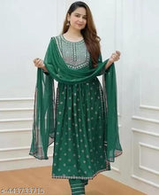 Green Nayra Cut Kurti set