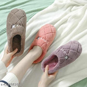 Winter Women House Slippers Faux Fur Fashion Warm Shoes Woman Slip on Flats Female Slides Puffer cozy home furry slippers || Flip flops || Carpet slippers || slippers for women and Girls ||