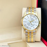 The Vintage Day & Date Functioning Original Gold Plated Adjustable Bracelet Men Watch Quartz Analog Watch
