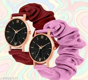 Marron_Pink | Ribbin Belt |  Black Flower Dial | Combo