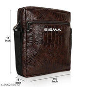 Sigma PU Leather Messenger Slings Bag, Cross Bodey Travel/Office One Side Shoulder Bag for Men women (Capacity - 7L)