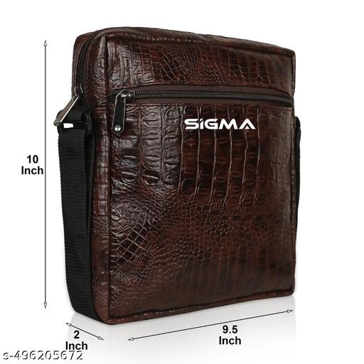 Sigma PU Leather Messenger Slings Bag, Cross Bodey Travel/Office One Side Shoulder Bag for Men women (Capacity - 7L)