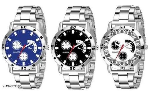 Silver Watch with Stunning Black Dial Chain Watch
