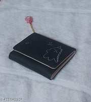Women's Hey  Print Trifold Cute Wallet | Women's Cute Wallet | Slim and Easy to Fit Wallet | Black |