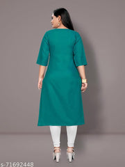 Women Embroidered Cotton Kurti Plus Size M to 6XL | Straight Casual Summer Kurti for Daily Wear