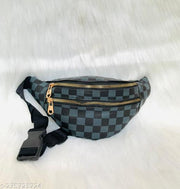 Waist Bag for Men Stylish Check Design Waterproof Leather Waist Pouch mans