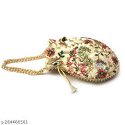 Foxtree 2 Pcs Indian Handmade Embroidered Potli Combo For Womens & Girls Wristlets Handbags To Carry In Parties, Weddings And Social Events Purses.