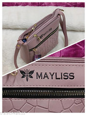 Gorgeous Stylish women pink PU sling bags/Small Sling bags/Premium PU leather sling bags for women/Full handwork bag/Party wear and wedding bag for women