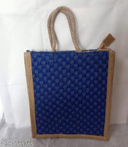 Jute Bag-Reusable Tiffin Shopping Grocery Multipurpose Hand Bag with Zip & Handle for Men and Women (Pack of 1)