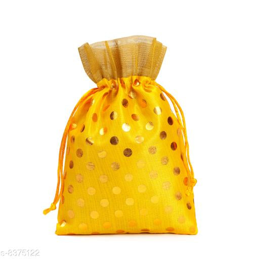Stylish Ethnic Rajasthani Polka Dots Yellow Potli Bag for Girls and Women - Medium size