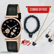 Flower Designer Leather Women's and Girl's Watch Analog Watches And Free Gift