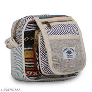 ANESHA Hemp Sling Backpack- Hemp Cross body Bag- Hemp Shoulder Backpack Adjustable Strap for Men & Women 3 Compartments Pack of 1 Size (7.5 x 7.5) inches