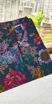 FASHIONABLE  COTTON DIGITAL PRINT KURTI BLACK FOR WOMAN WEAR