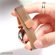 Rose Gold Magnetic Chain magnet strap mash hand watch girls watch for women gift Rose Gold Women Analog Watch - For Girls