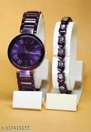 Premium Quality Round Dial Fancy Metal Belt Analog Watch with Heart Designer Diamond Bracelet for Women