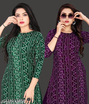 Women Printed Crepe Kurti (Combo Of 2