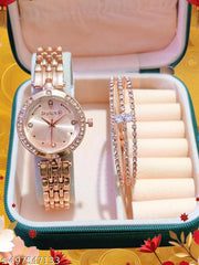 New Arrival Stylish Attractive Ethnic Rose Gold Bracelet Look Analog Watch for Girls & women watch