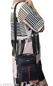 MISHK Polyester Casual Cross Body Sling Bag for Men & Women| Messenger Shoulder Bag| Mobile Side Bag - Black