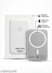 MagSafe Wireless Power. 10000mAh Magnetic Portable Battery Pack, Fast Wireless Charging Support for All iOS Devices (White)