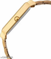 Square Golden Bracelet Chain Day & Date Functioning Analog Watch - For Men