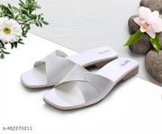 Stylish White Open-Toe Flat Sandals for Women | Comfortable Slip-On Casual Flats with Soft Cushion Sole | Lightweight Everyday Footwear for Office, College, Shopping, Travel, Summer Outings & Daily Casual Styling