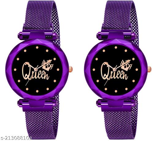 Luxury Mesh  Magnet Buckle Starry sky Quartz Watches For girls