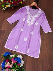 Cotton Embroidered Short Kurta for Women and Girl