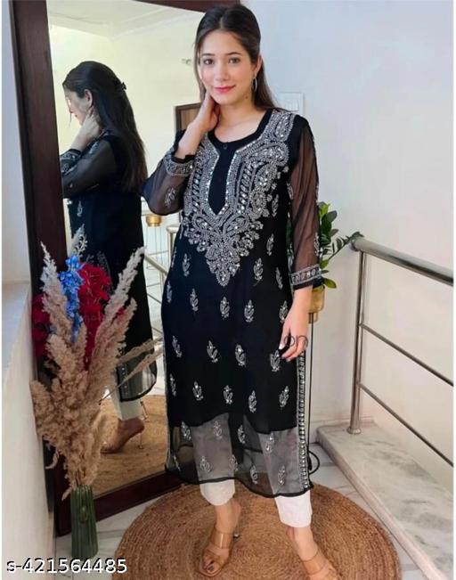 Chikankari Kurti Mirror work Nahi hai No Inner Available gb mirror