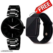 BLACK  METAL BELT ANALOG WATCH AND SMART SQUARE DIGITAL LED WATCH COMBO FOR BOYS AND MEN