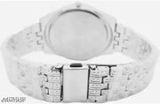 Silver Colour Diamond Design Round Dial Analog Watch for Mens n Boys
