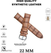 22 mm Genuine Leather Watch Strap  (Dark cherry)
