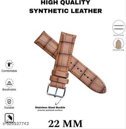 22 mm Genuine Leather Watch Strap  (Dark cherry)