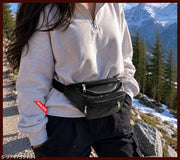 K London Stylish Leather Black Waist Bag for Men & Women | Multi-Pocket Travel Fanny Pack with Adjustable Strap | Stylish Black Waist Pouch for Travel, Hiking, Outdoor & Daily Use