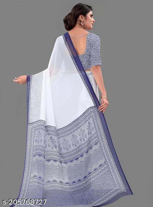 Beautiful Women's Daily Ware Georgette Saree With Running Blouse Women's Elegant Georgette Daily Wear Saree with Running Blouse Stylish Daily Wear Georgette Saree for Women Soft Georgette Saree with Matching Running Blouse Piece