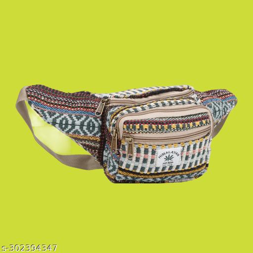 ANESHA Handmade Hemp Festival Waist pack Boho Hippie Waist Bag Hip Bum Running Belt Fanny Pack (Multicolour) Pack of 1
