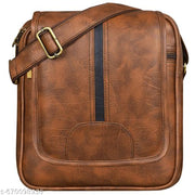LOREM Tan Casual Faux Leather Cross  Sling Bag For Men SL01