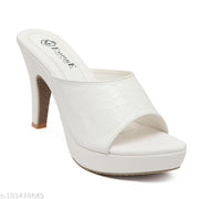 Women & Girls Fashionable White Platform Heels Comfortable High Broad flatform Heels