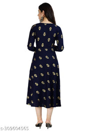 anarkali gold printed gown for women party wear