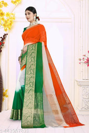 ORGANZA TIRANGA SAREE FOR WOMAN, INDEPENDENCE DAY SPECIAL SAREE, ALL OVER INDIA'S FIRST CHOICE FOR SAREE