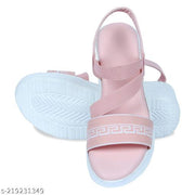 EVOLTAR Women's Stylish Wedge Sandals with Striped Polyester Straps | Comfortable Wedge Heel | Synthetic Leather Upper | Perfect for Daily Wear, Casual Outings, and Parties | Lightweight Design for All-Day Comfort