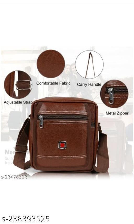 Leather Brown Office/Travel Casual Crossbody Bag For Men