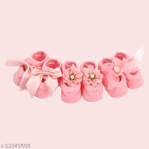 SYGA NewBorn Baby Girl's Regular Cotton Socks (Pack Of 3) for 0-12 Months