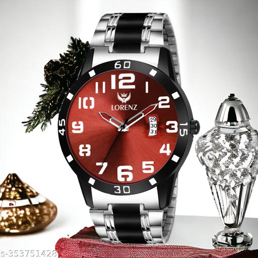 Lorenz Two Tone Chain & Maroon dial Watch for Men | Watch for Boys | MK-3054K
