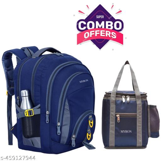 Myron Combo School bag + Lunch Bag Unisex travel Backpack durable and strong Class 5th-10th for School, college, travel and office use Waterproof School Bag  (Navyblue, 50 L)