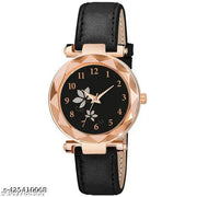 New Dial Leaf Leather Belt Girls Analog Watch