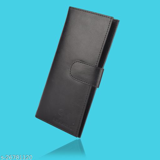 SHAMRIZ Unisex Leather Long Wallet – Stylish, RFID-Protected Cardholder with Zipper Pocket & Magnetic Snap Closure – Premium Genuine Leather for Men & Women