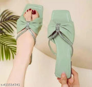 Mint Green Women’s Square Toe Sandals | Elegant Bow Design with Sparkling Rhinestone Straps | Slip-On Low Heel Footwear with Soft Durable Sole | Comfortable Shoes for Office, Casual Wear, Travel, Shopping & Semi-Formal Occasions