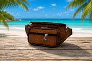 Latest Men Women Leather Waist Pack Travel Bags For MoneyY| Belt| Cards |Mobile| Documents| Kit| Books and Bills Dairy Pouch Cross Side Bag For Men Women .With Belt Stylish Small Luggage Accessories Bag I Waist Bags I Fanny pack.