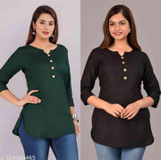 Woman Fashion  stylish short kurta & top relative keyword | short kurta Beautiful kurta For Woman & girls Combo 02 kurti Green & balck